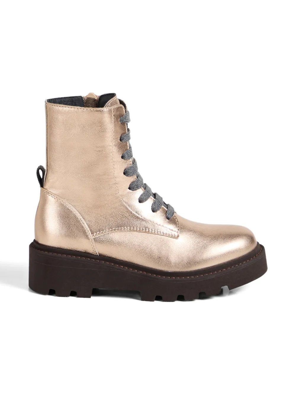 Ботинки на шнуровке из ламе Brunello Cucinelli Kids, желтый