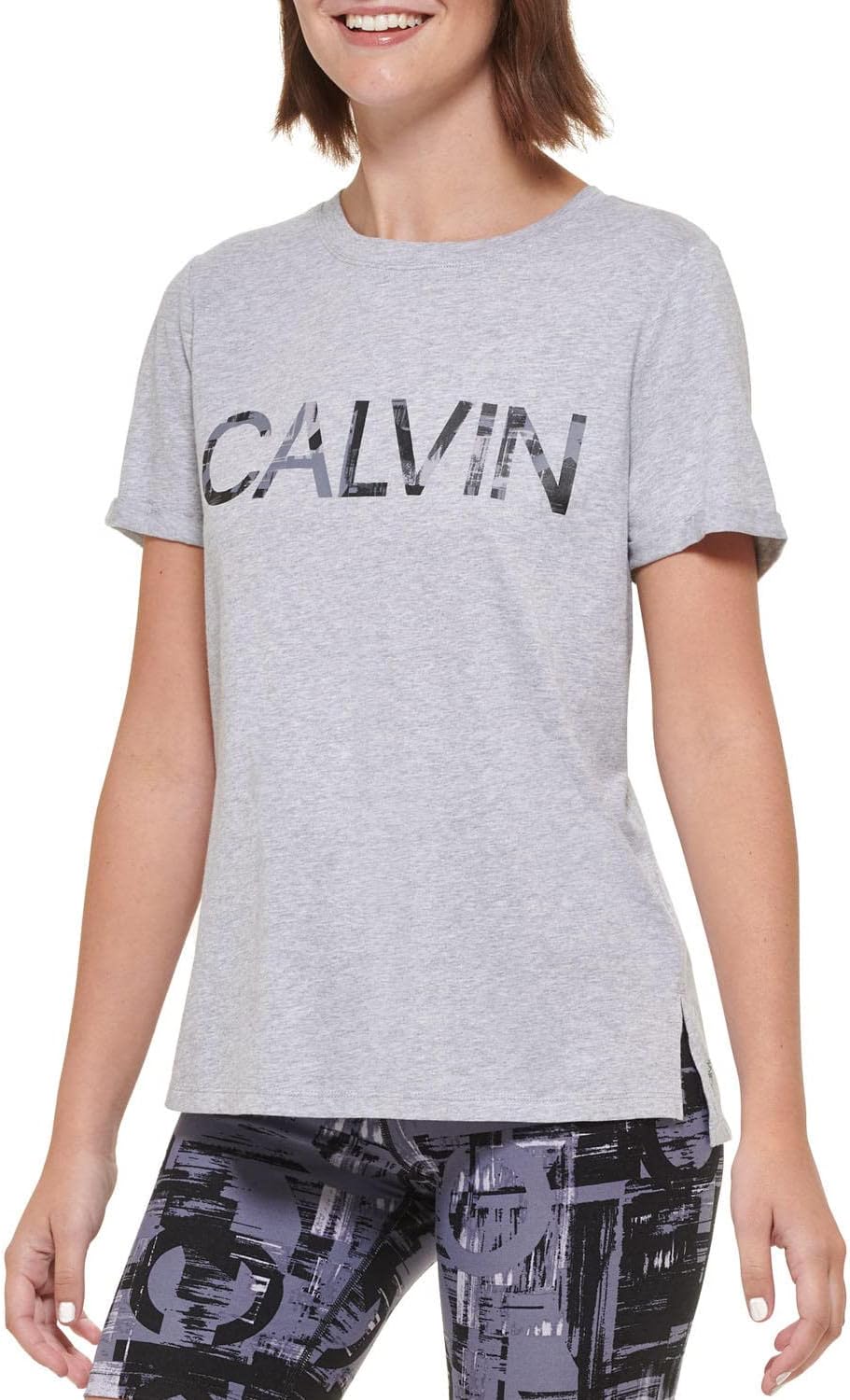 

Женская футболка с логотипом Calvin Klein, Pearl Grey Heather Drybrush Logo Black, Белый, Женская футболка с логотипом Calvin Klein, Pearl Grey Heather Drybrush Logo Black