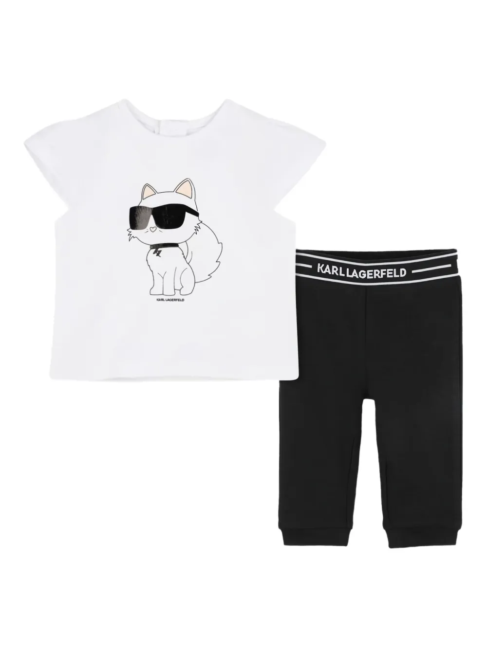 

Комплект из топа и брюк с принтом Karl Lagerfeld Kids, белый