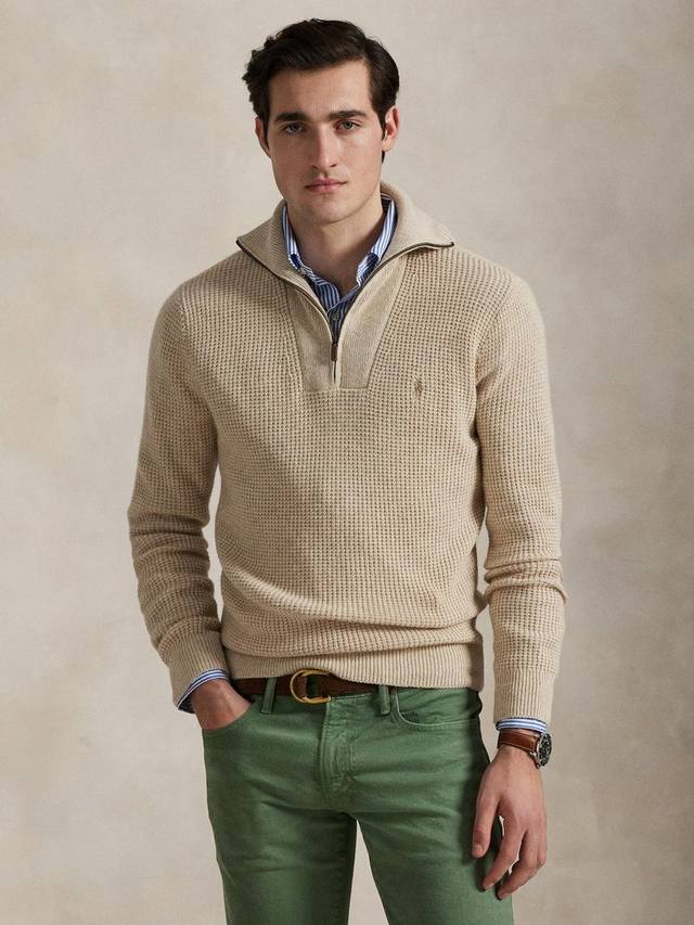 

Текстурированный поло джемпер с вафельной вязкой Ralph Lauren, Natural Cream Heather