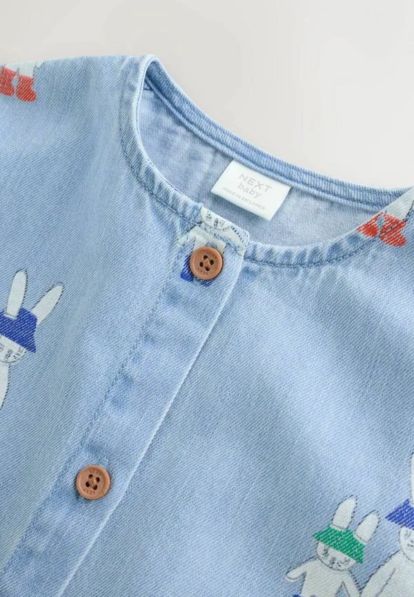 Комбинезон стандартного кроя с коротким рукавом Next, Blue Denim Rabbit Print — фото 2