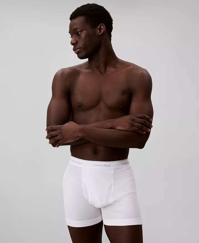 Мужские классические хлопковые боксеры-бриджи 5+1 бонусный набор Calvin Klein, белый — фото 2