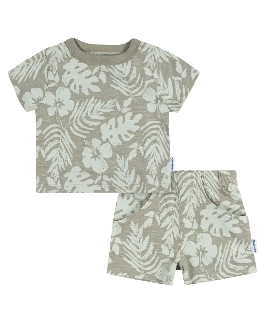 Детский комплект для мальчика: футболка и шорты, 2 предмета Gerber, Tropical Leaves
