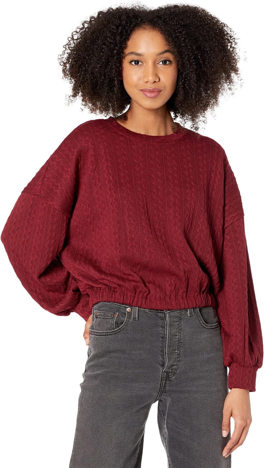 

Топ BCBGeneration Knit Long Sleeve Jacquard Top U1UX5T04, цвет Merlot