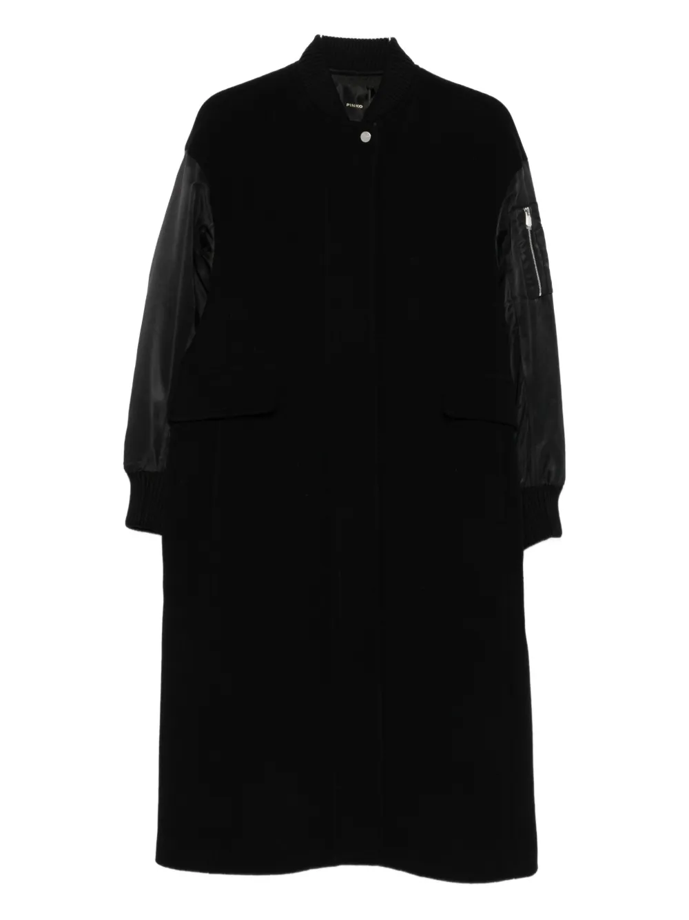 

Шерстяное пальто с атласными рукавами PINKO, черный