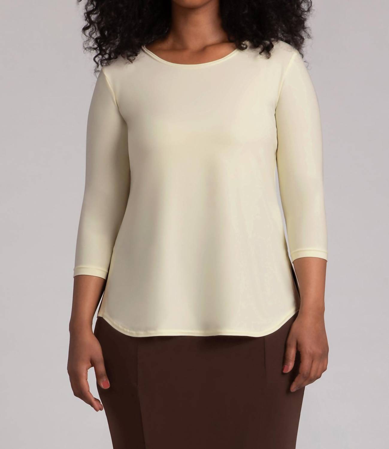 

Классическая футболка с рукавом 3/4 в цвете лимонный шифон Sympli, Lemon Chiffon