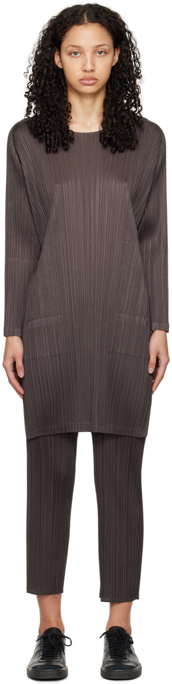 

Серое мини-платье Monthly Colors Январь Pleats Please Issey Miyake, Серый, Серое мини-платье Monthly Colors Январь Pleats Please Issey Miyake
