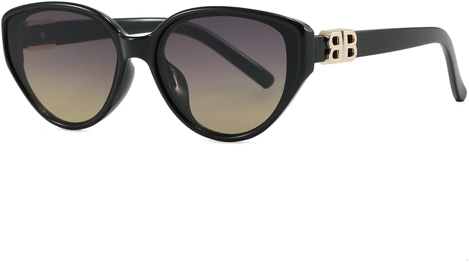 

Модные солнцезащитные очки «кошачий глаз» со стильной оправой с двойным логотипом «B», градиентными/тонированными линзами и защитой от УФ-излучения ENSARJOE, Black/Purple Yellow