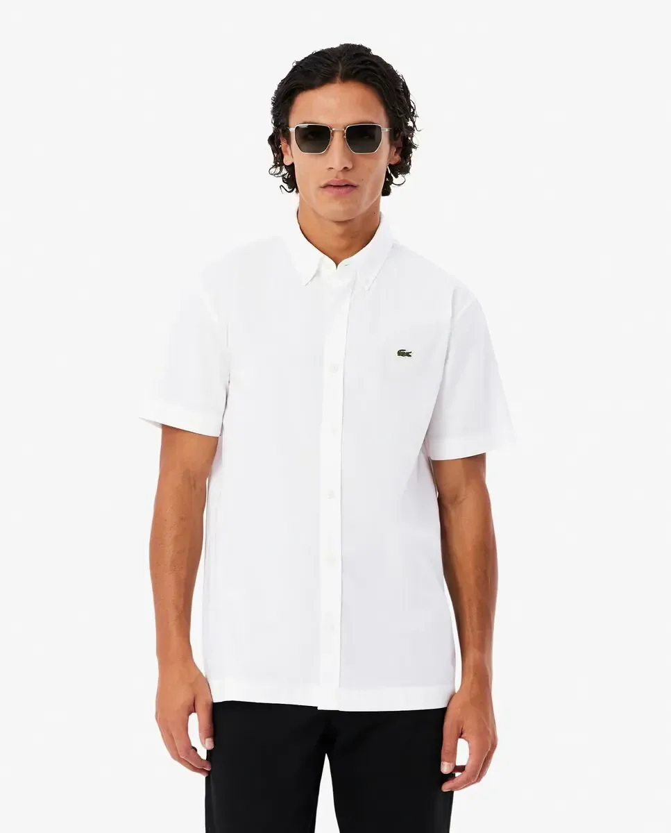 Мужская рубашка с коротким рукавом стандартного кроя Lacoste, белый
