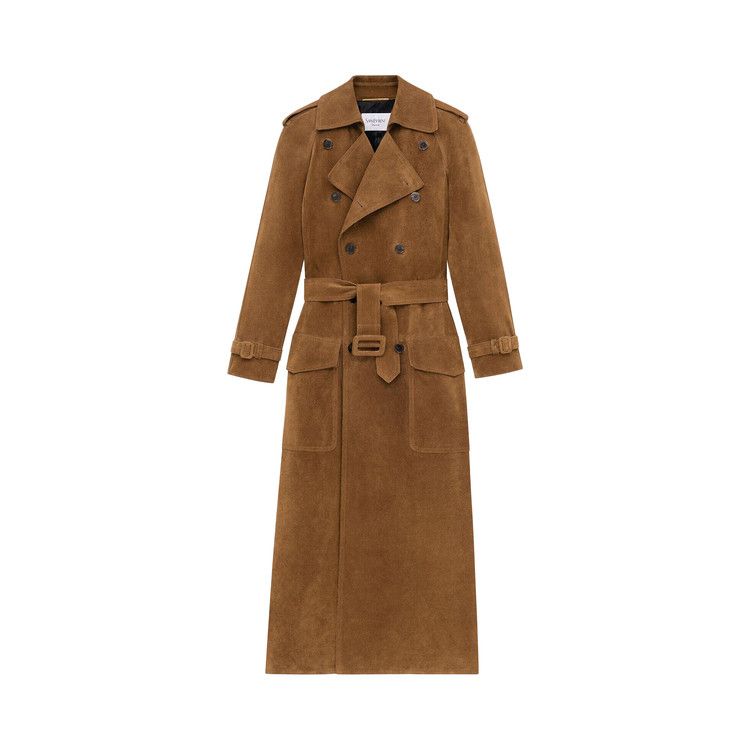 

Пальто Saint Laurent Trench Coat In Suede, Noix
