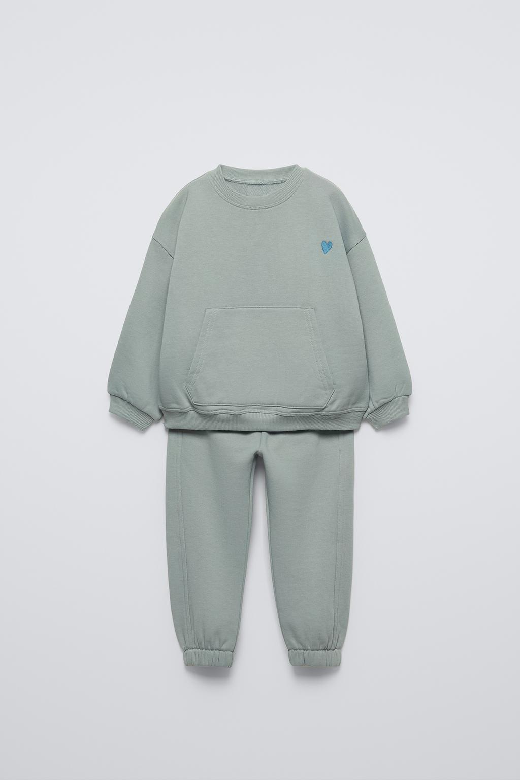 

Вышитая толстовка и комплект для бега трусцой ZARA, цвет Blue/Grey