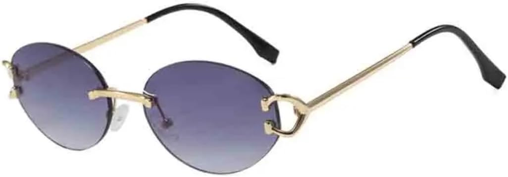 

Солнцезащитные очки с защитой UV400 | Овальная безободковая оправа | для женщин и мужчин, для занятий спортом на открытом воздухе и вождения DSVIGF, Gold Gradient Gray