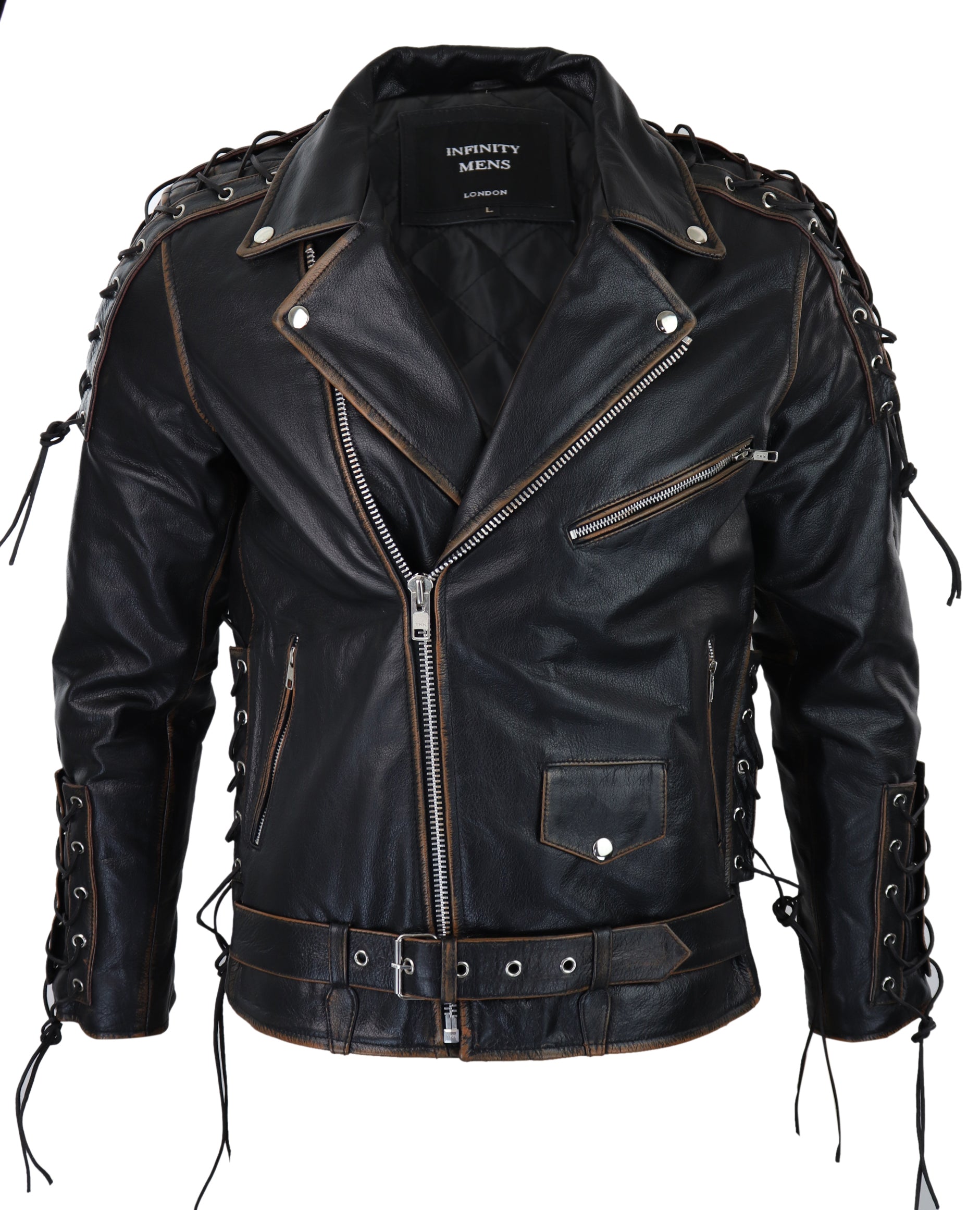 

Куртка из коровьей кожи с перекрестной молнией Biker TruClothing, черный