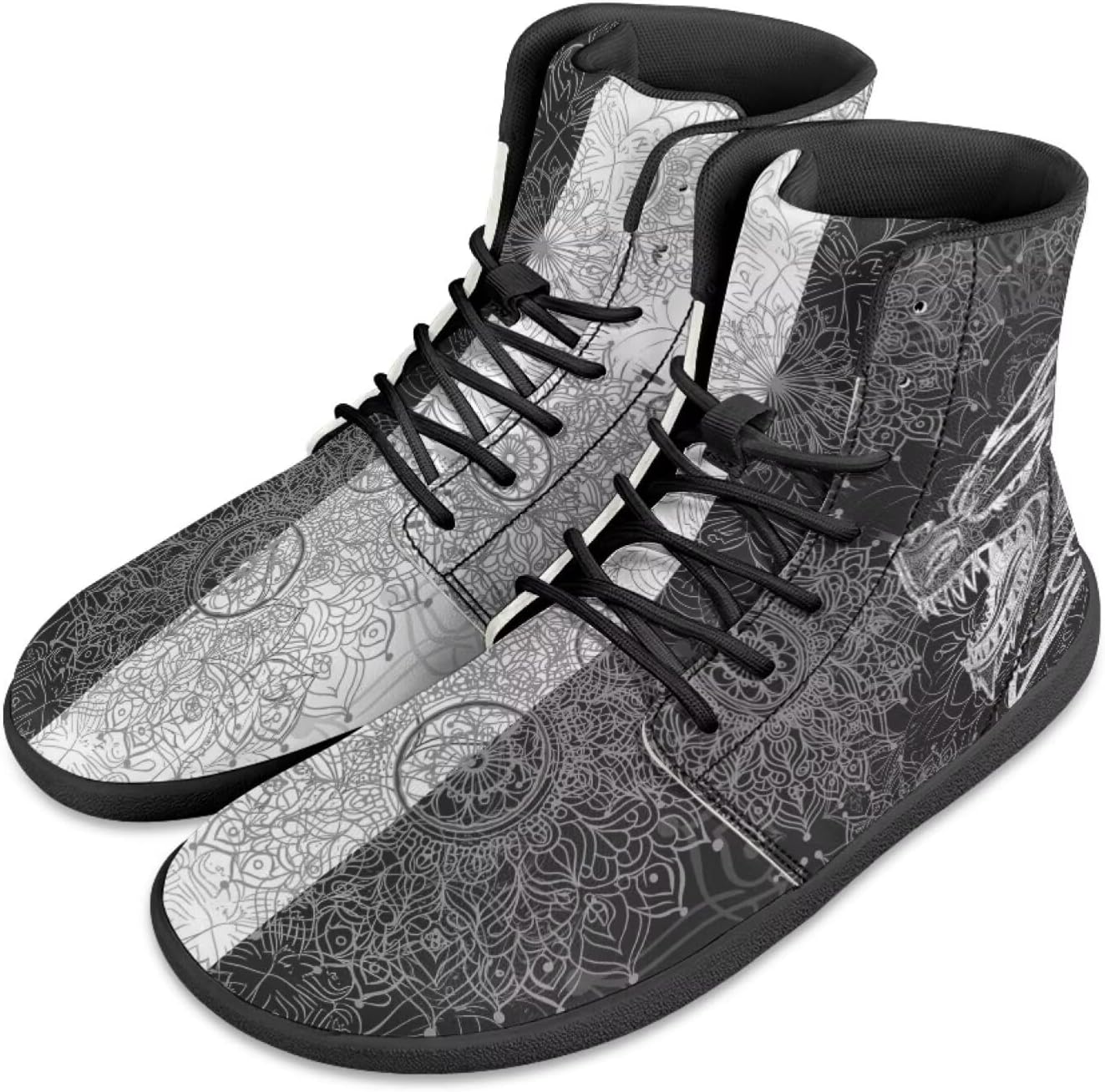 

Мужские кроссовки Barefoot Shoes с принтом Datura Animals: высокие, с широким носком, на шнуровке, с нескользящей подошвой, для тренировок и бега Xixirimido, Dragon Datura