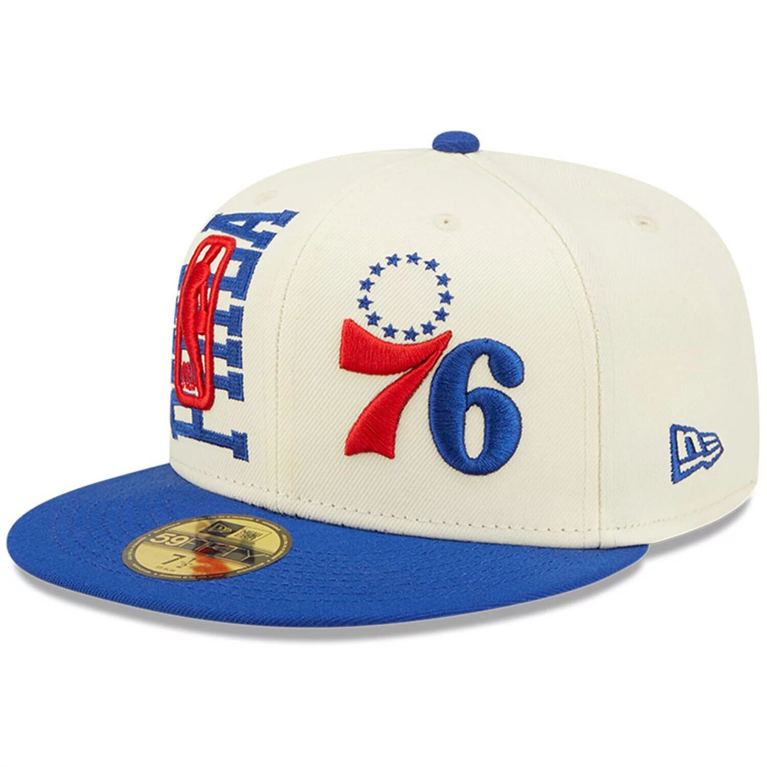 

Мужская облегающая кепка New Era кремового цвета/Royal Philadelphia 76ers 2022 NBA Draft 59FIFTY