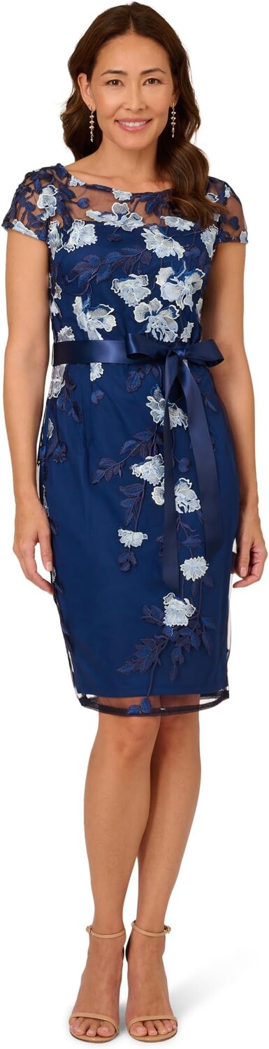 

Платье Adrianna Papell Embroidered Sheath Dress, цвет Midnight Multi