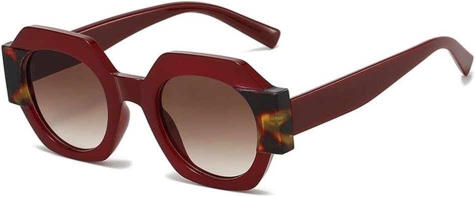 

Популярные модные солнцезащитные очки в форме многоугольника и квадрата, двухцветные, женские, винтажные, градиентные, с защитой от УФ-излучения UV400, мужские, в стиле панк SKFGNX, Dark Red Tea