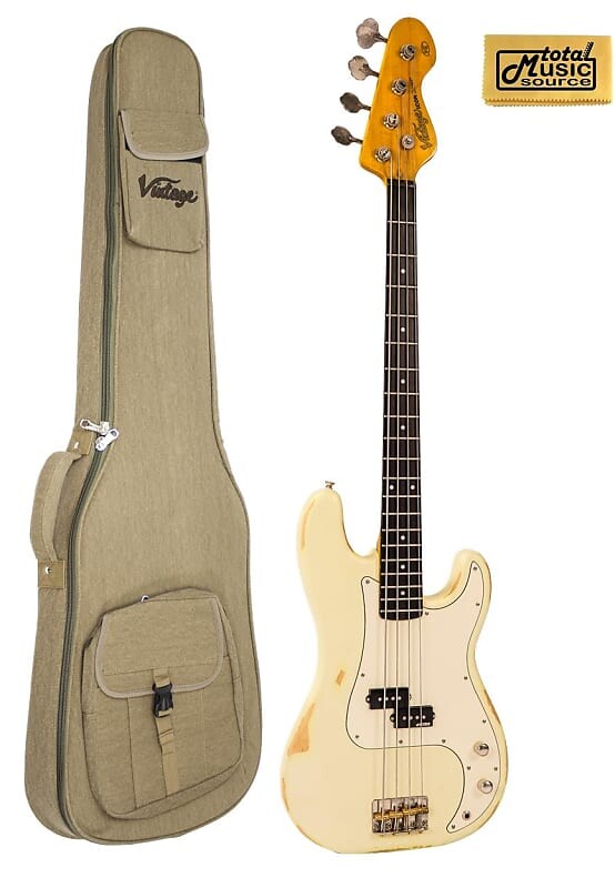 

Басс гитара Vintage Bass V4MRVW Icon Series Distressed finish, Vintage White W/ Gig Bag