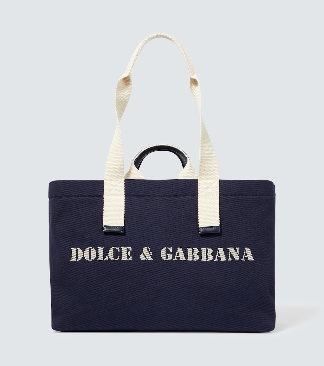 

Сумка-шоппер с кожаной отделкой и логотипом Dolce&Gabbana, темно-синий