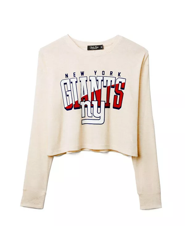 

Женская термофутболка с укороченным кроем в стиле НФЛ "Нью-Йорк Джайентс". Junk Food Clothing, бежевый