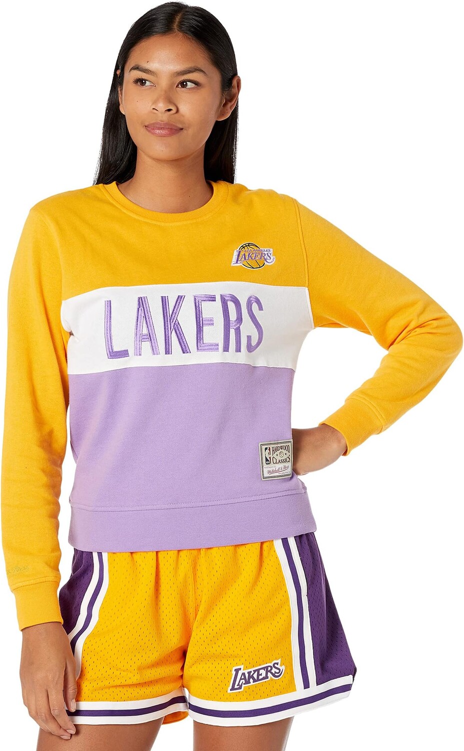

Толстовка Mitchell & Ness NBA Color-Block Crew 2.0 Lakers, цвет Light Purple