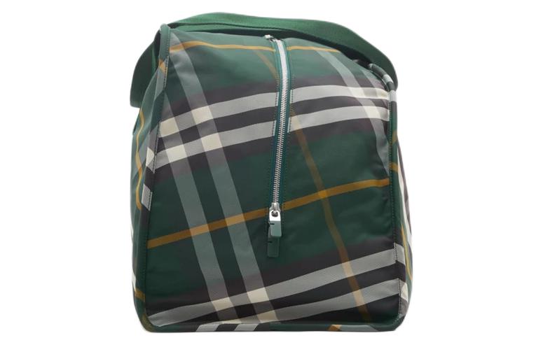 Burberry Сумка дорожная мужская из полиамида с телячьей кожей цвета плюща — фото 3