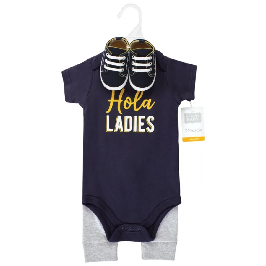 Хлопковый боди, брюки и обувь, комплект из 3 предметов, Tree Rex Hudson Baby, Hola Ladies Short Sleeve — фото 2