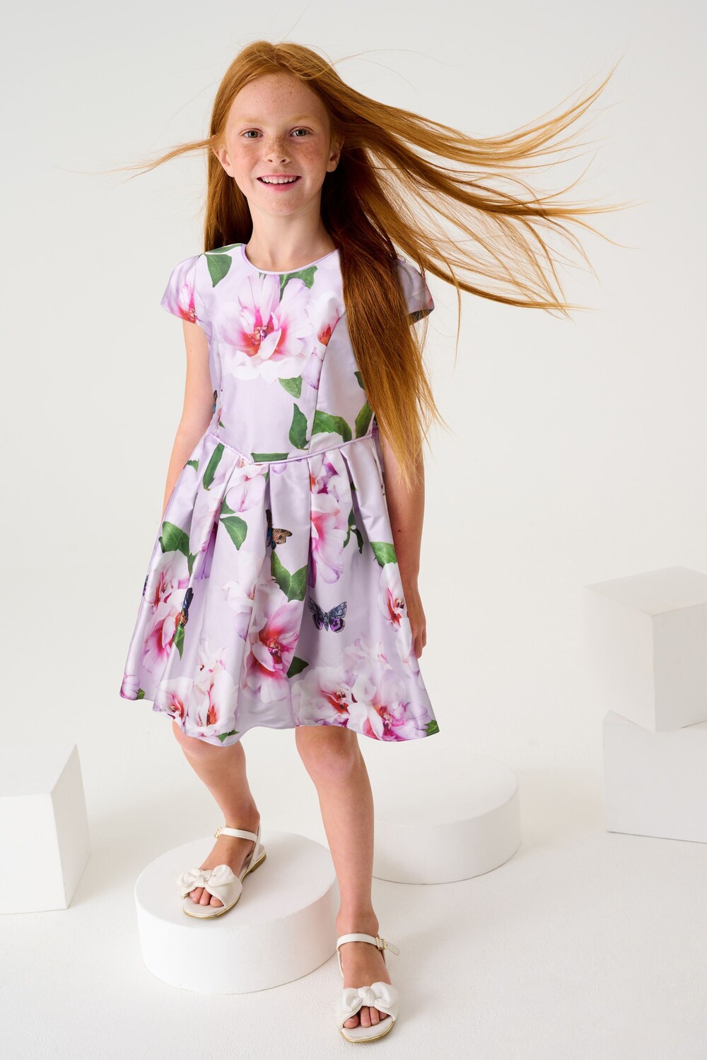 

Платье из атласа с цветочным принтом Baker By Ted Baker, фиолетовый