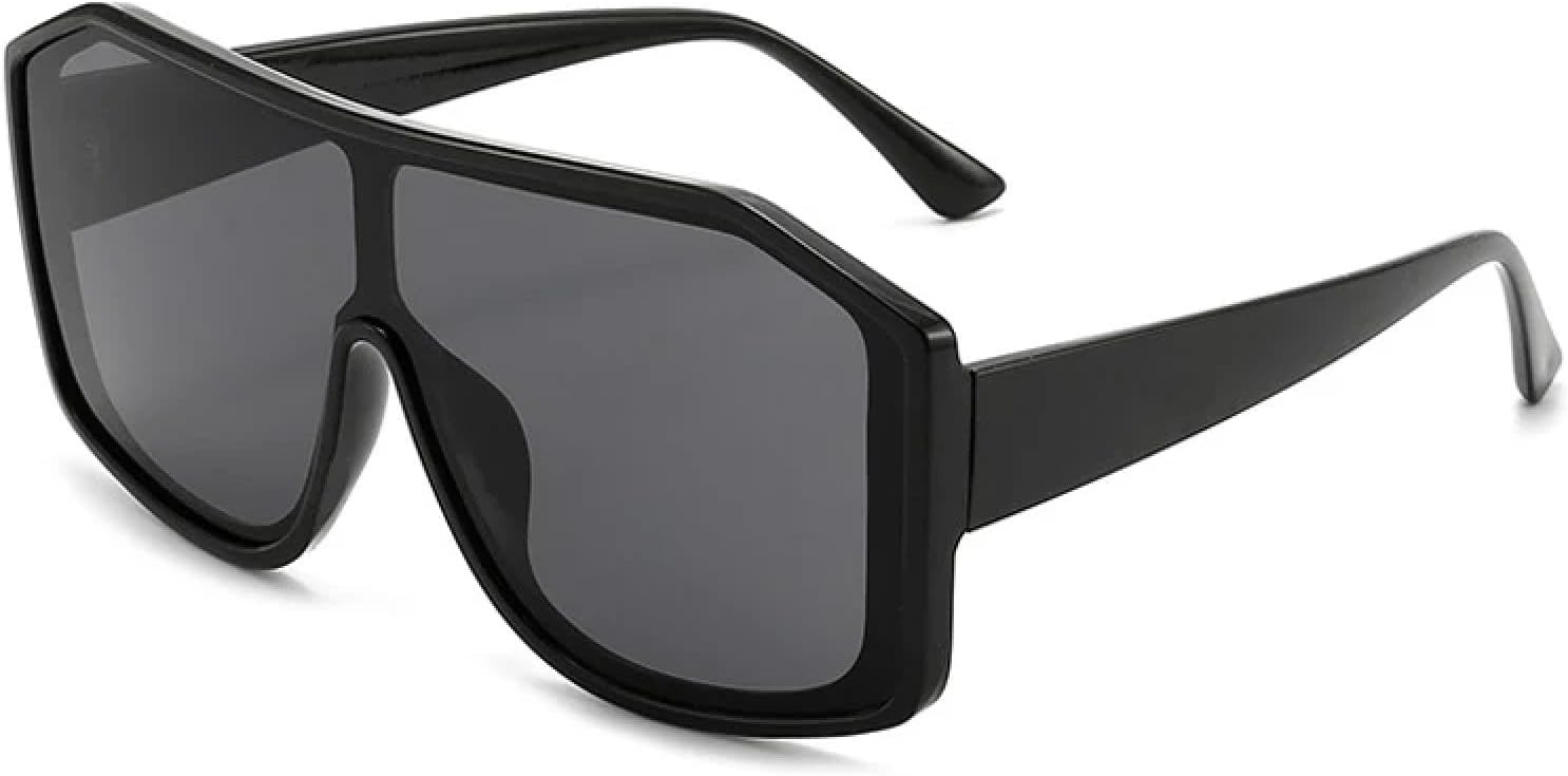 

Винтажные солнцезащитные очки большого размера с цельной оправой для женщин и мужчин, роскошные очки унисекс для активного отдыха и вождения, защита от УФ-излучения UV400 TKKTLLT, Black Gray