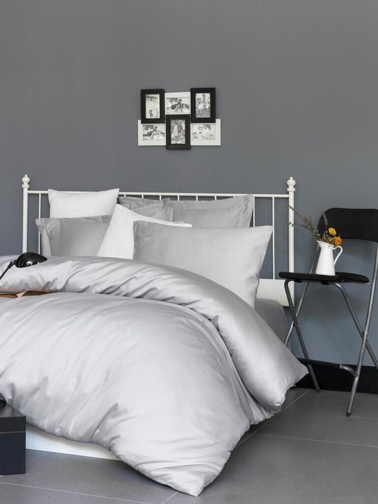 

L'Essentiel Linge de Maison, De Light Grey, атласная простыня Super King Size (FR) (IT) (ES) (DE), светло-серый, 100 % хлопковый сатин, 180 x 200+30 см