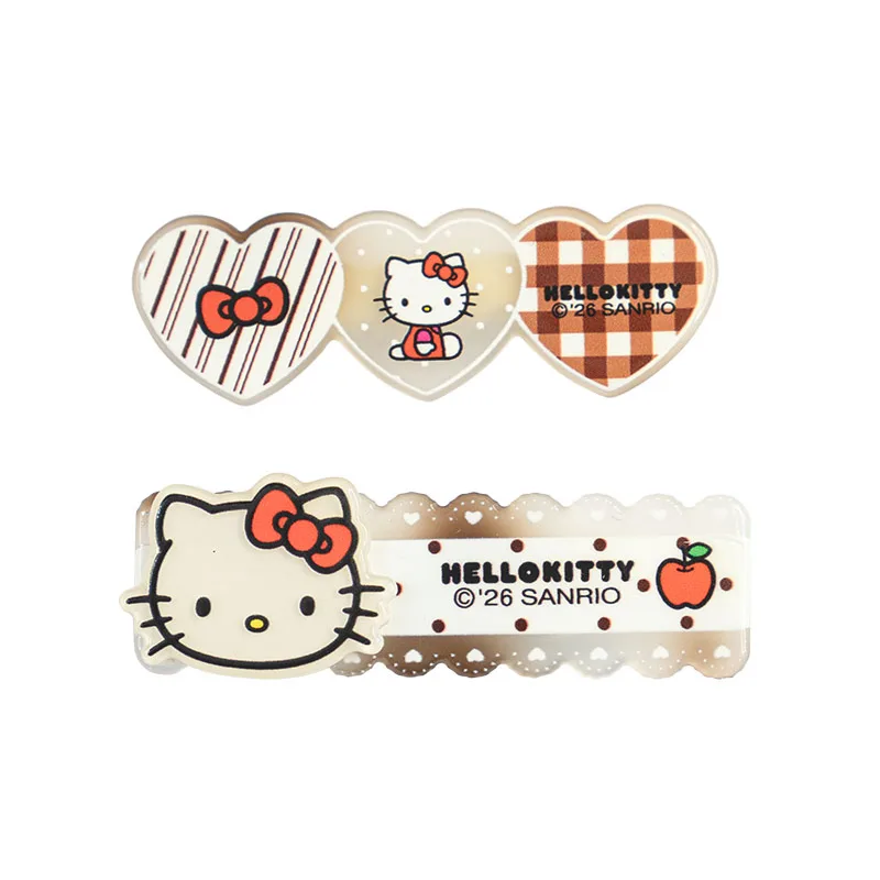 Акриловая заколка для волос Sanrio, Heart Style[2 Pcs Duckbill Clip]