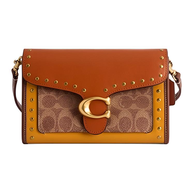 

COACH Кожаная сумка через плечо с искусственной кожей коровы табби маленькая женская коричневая желтая