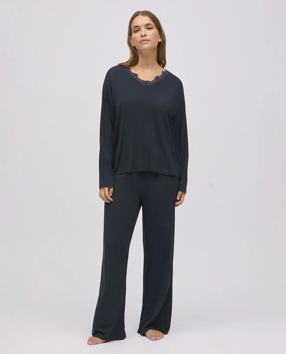 

Женская длинная пижама из очень мягкого модала с широкими штанинами Ysabel Mora, черный