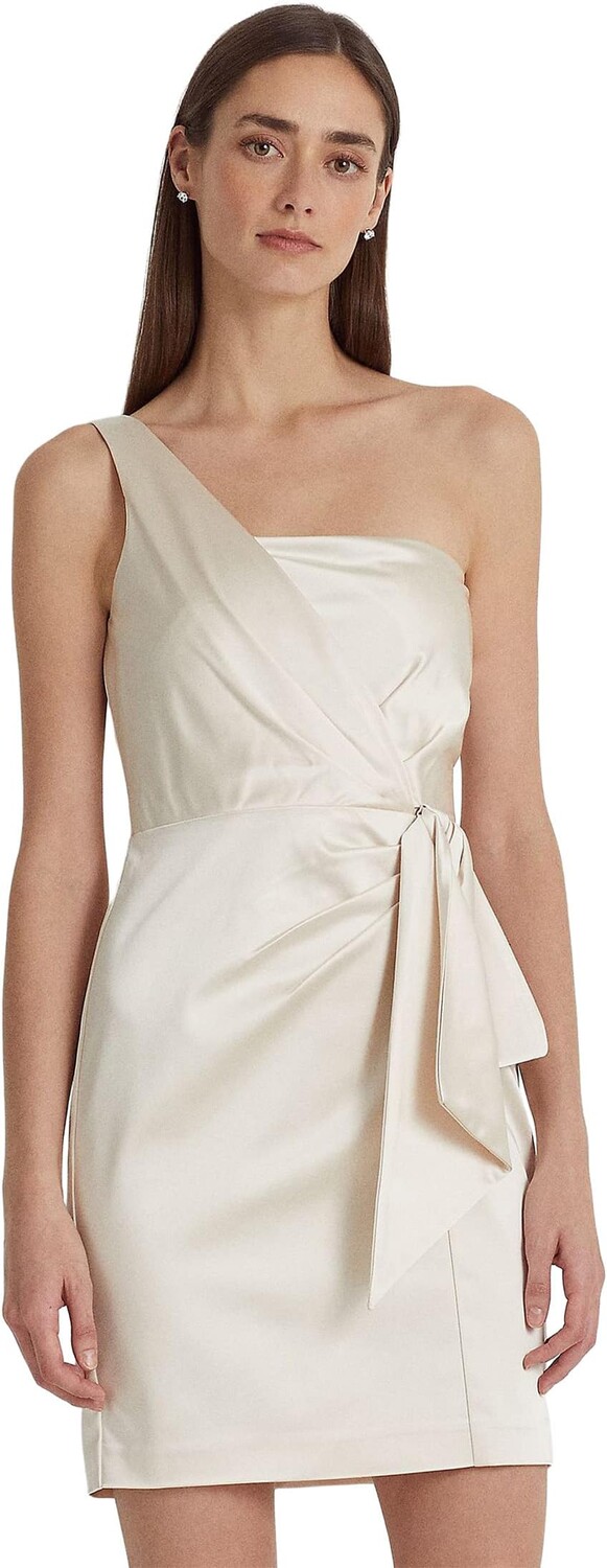 

Платье Lauren Ralph Lauren Satin One-Shoulder Cocktail Dress, цвет Mascarpone Cream