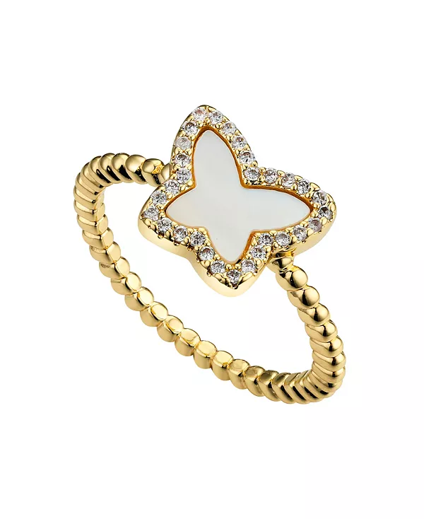 

Кольцо-Бабочка с кубическим цирконием и перламутром Unwritten, gold