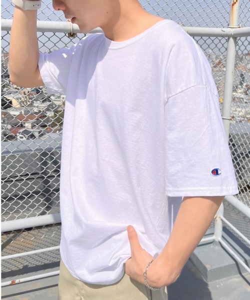 

Футболка оверсайз Champion, хлопок, короткий рукав, темно-синий