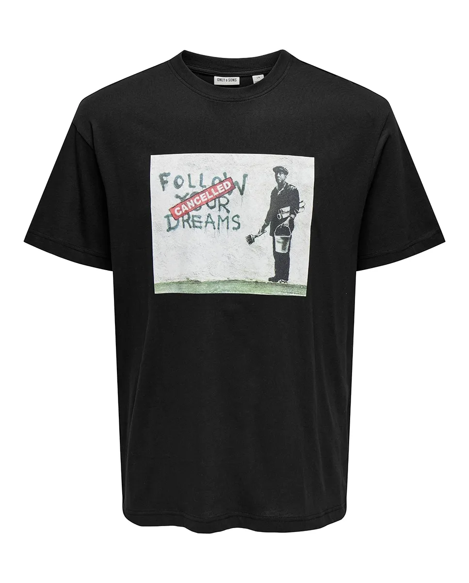 

Мужская футболка с коротким рукавом, свободного кроя Only & Sons, черный