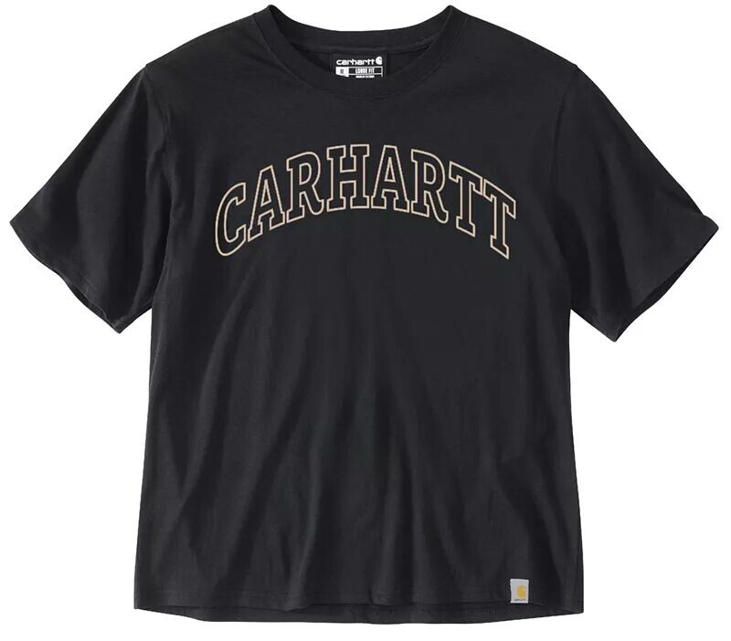 

Женская университетская футболка Carhartt с короткими рукавами и графическим рисунком, черный