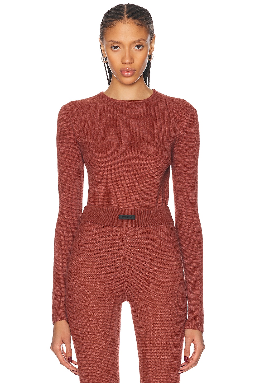 

Длинный облегающий вафельный рукав Fear Of God Essentials, Crimson
