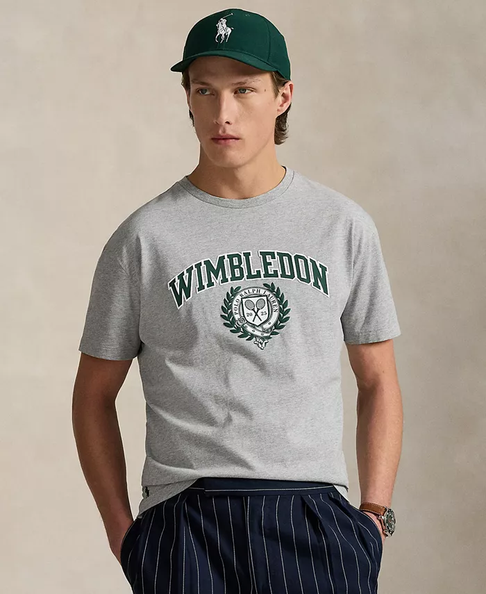 

Унисекс классическая футболка с логотипом Wimbledon Polo Ralph Lauren, серый