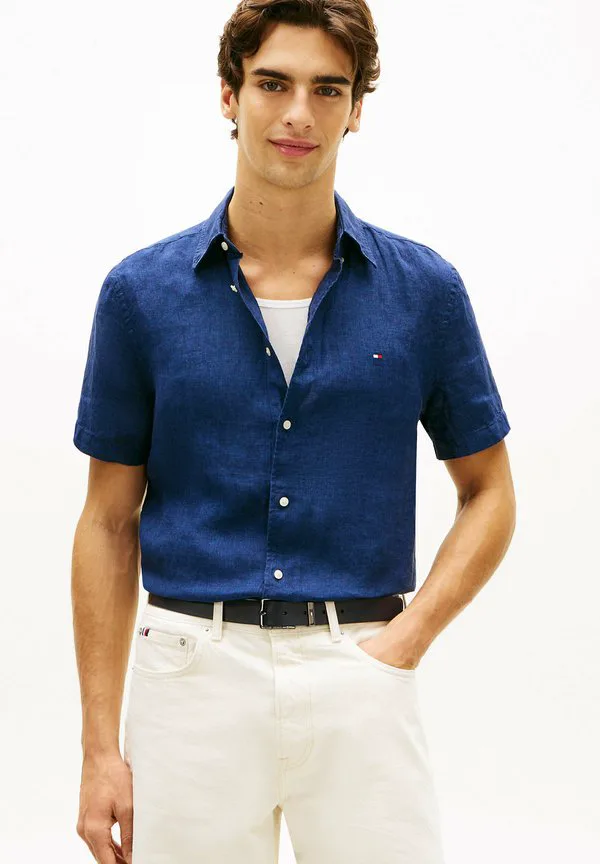 Рубашка с коротким рукавом, прямого кроя, с эффектом потертости Tommy Hilfiger, Carbon Navy