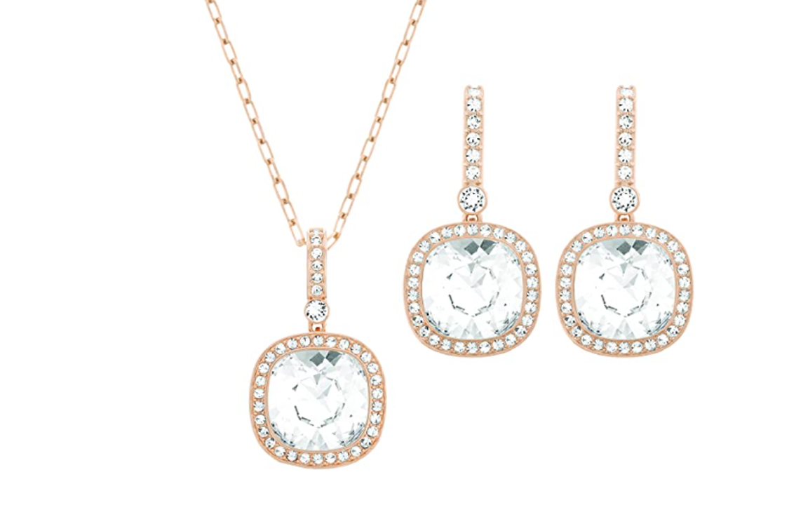 

Стильное колье из нержавеющей стали для женщин Swarovski, золото