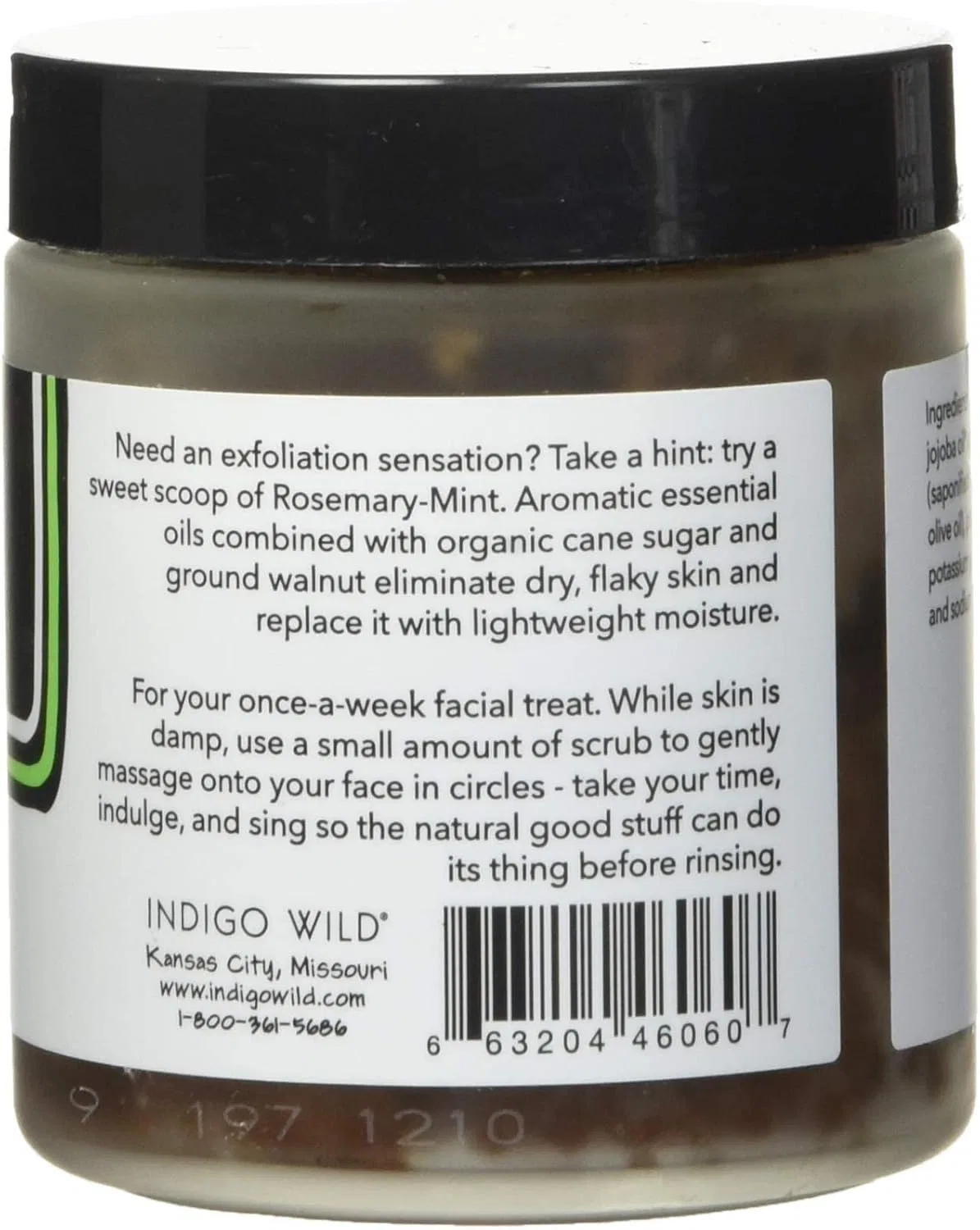 Скраб для лица сахарный с мятой и грецким орехом Indigo Wild, 4 унции — фото 2