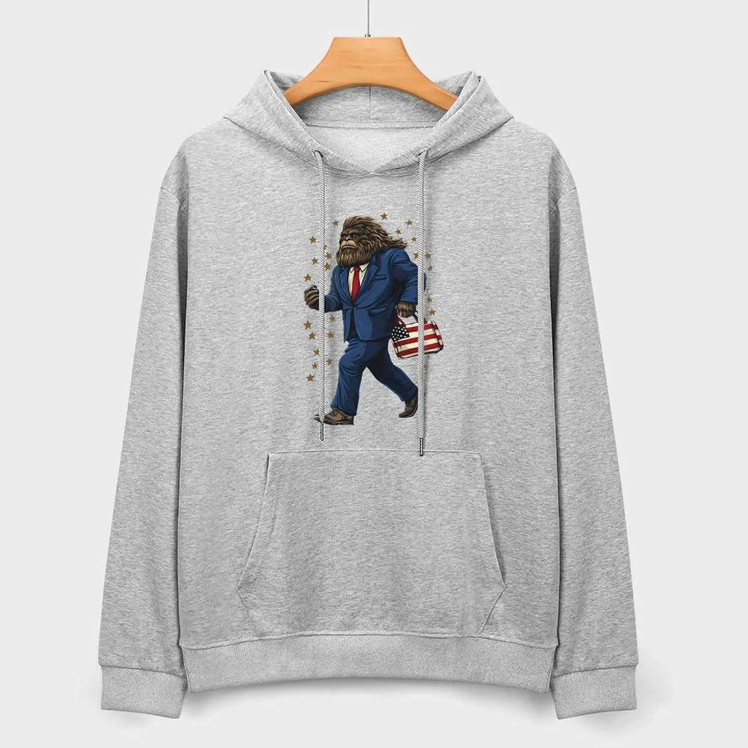 Толстовка Sasquatch Bigfoot For Presidents с карманом Generic, серый — фото 3