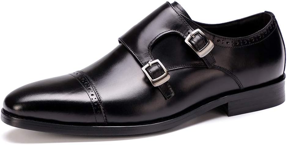 

Мужские деловые туфли, удобные монки с двойной пряжкой для прогулок, работы, офиса и мероприятий, черные, 42/UK 8/US 8.5 Jlfzc