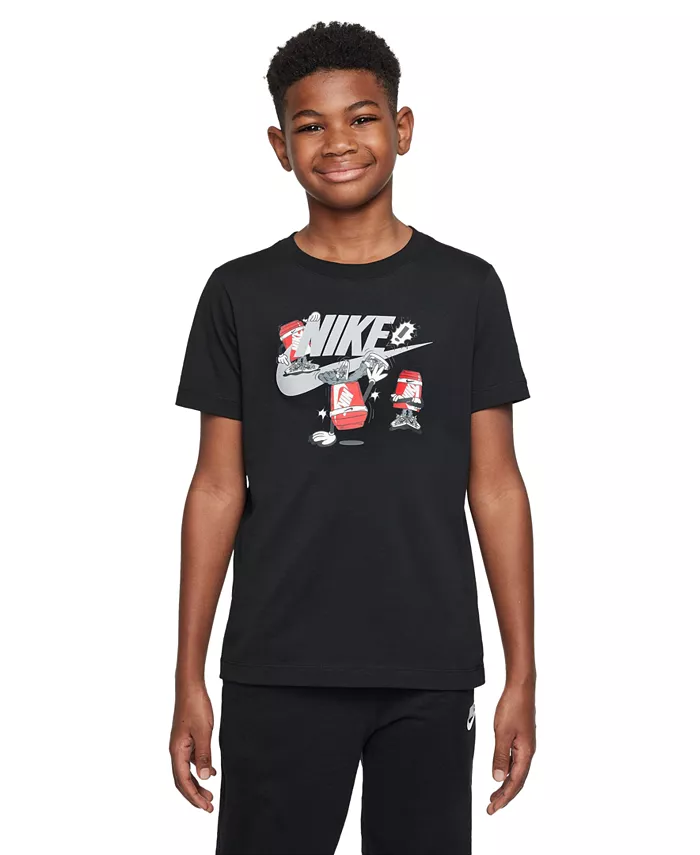 

Футболка с принтом из хлопка для больших мальчиков Nike, черный