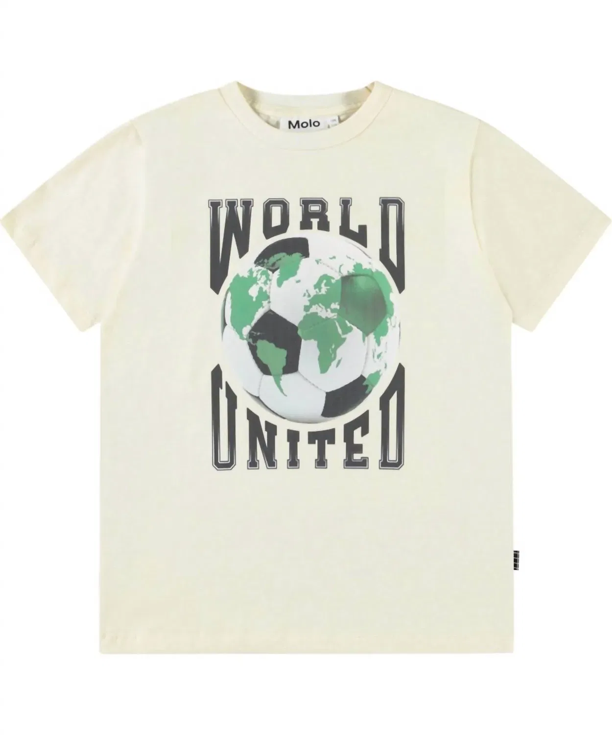 Molo Детская футболка с коротким рукавом Kids' World United Riley, бежевого цвета
