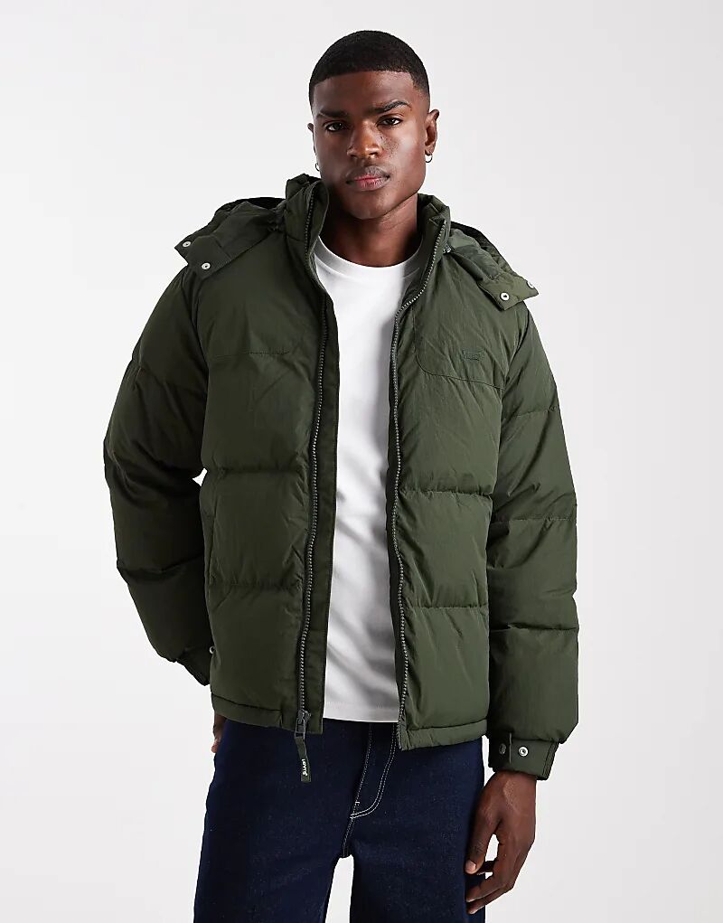 

Короткая стеганая куртка Levi's Rockridge темно-зеленого цвета с капюшоном