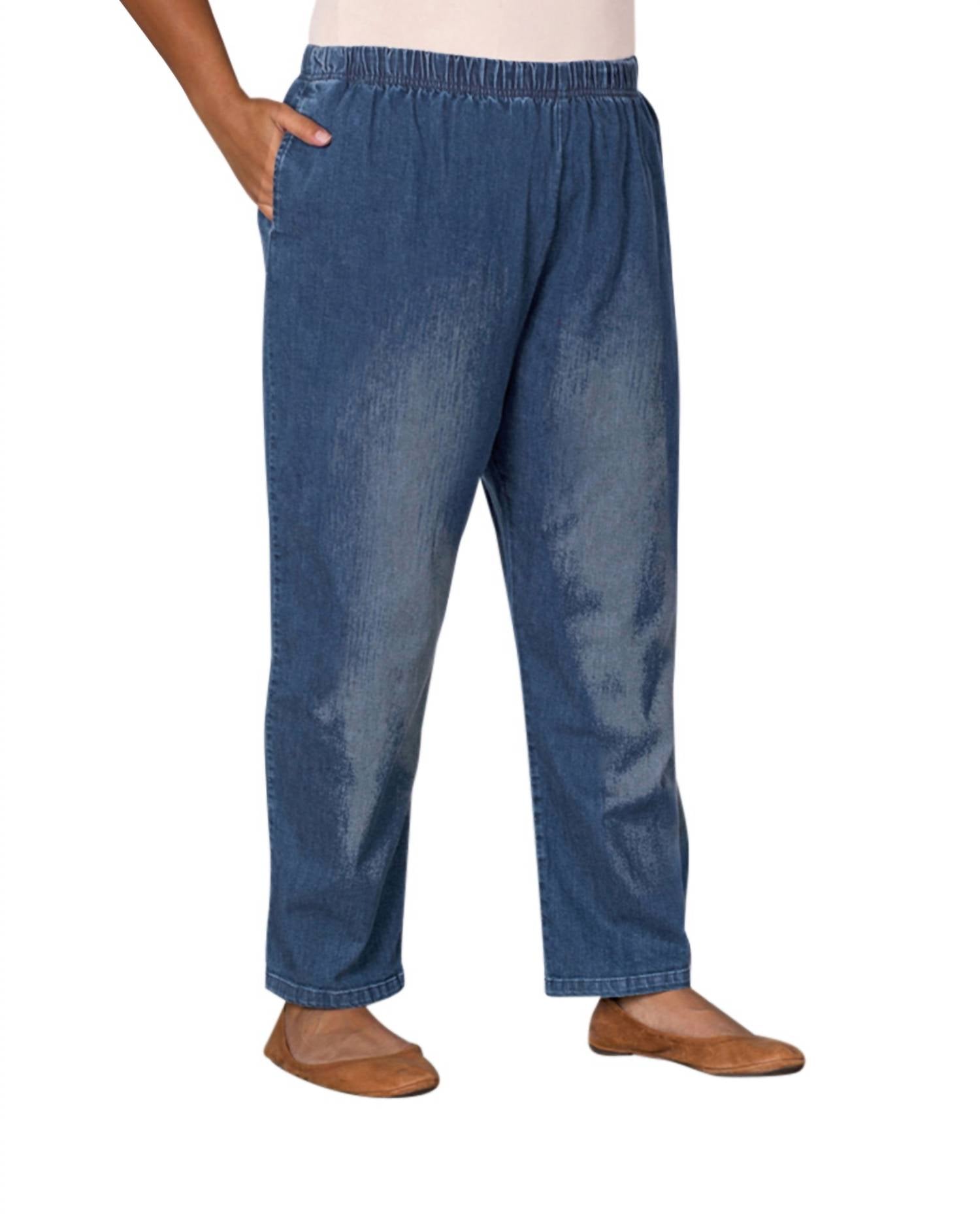 

Премиальные джинсы Plus Size с широкими штанинами в среднем оттенке денима On The Plus Side, Medium Wash Denim