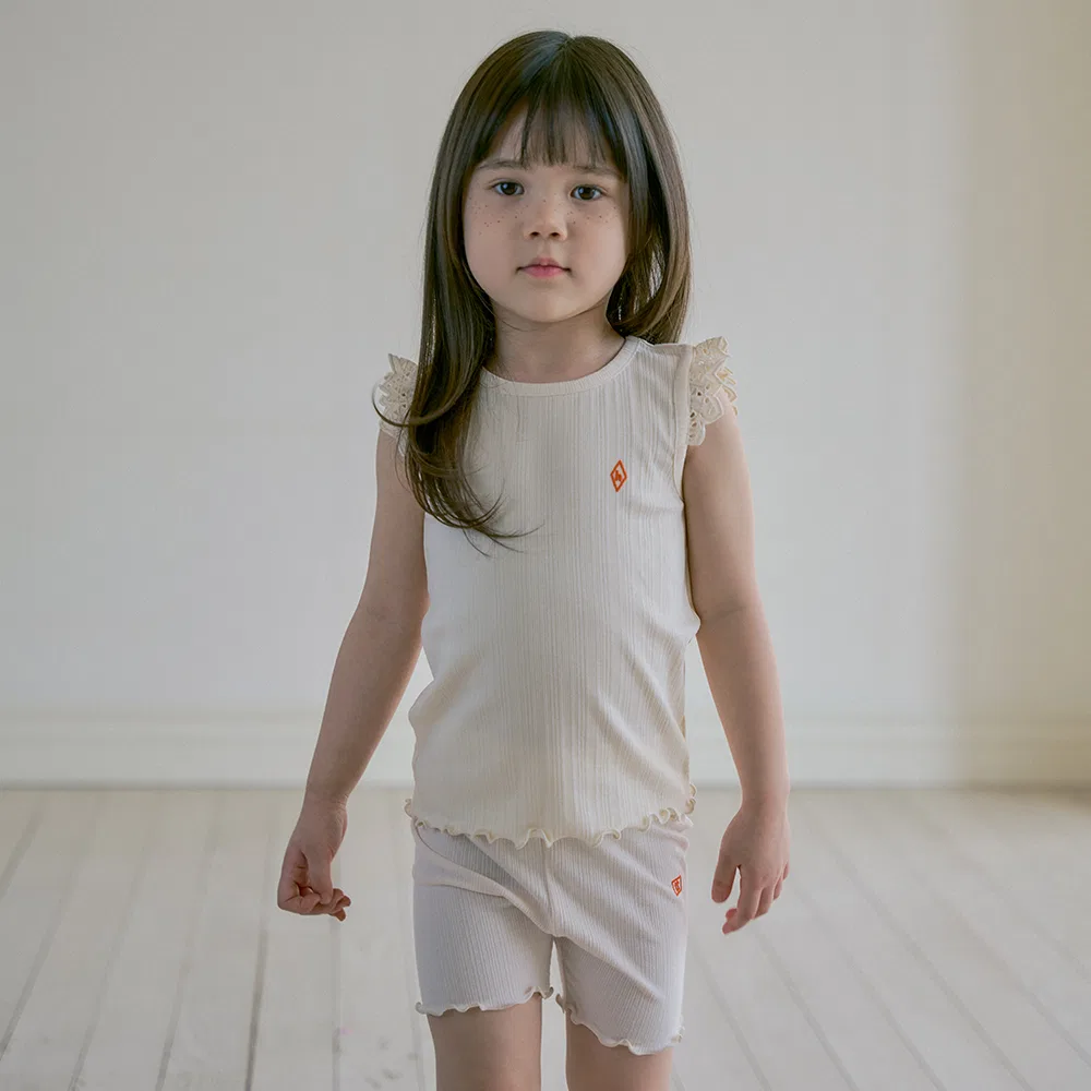 Детский комплект для дома Cream Lace Ribbed Sleeveless Bamboo кремового цвета от Hoatatau